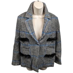 Villagallo Plaid Checked Blazer With Mink Sz 42